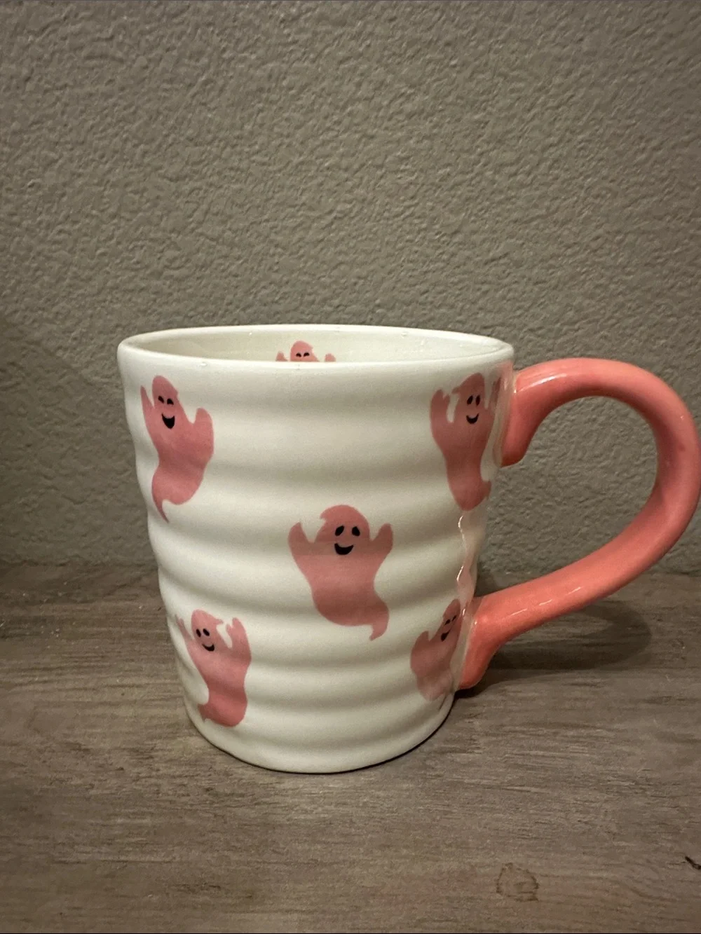 Pink Ghost Pattern Ceramic Mug